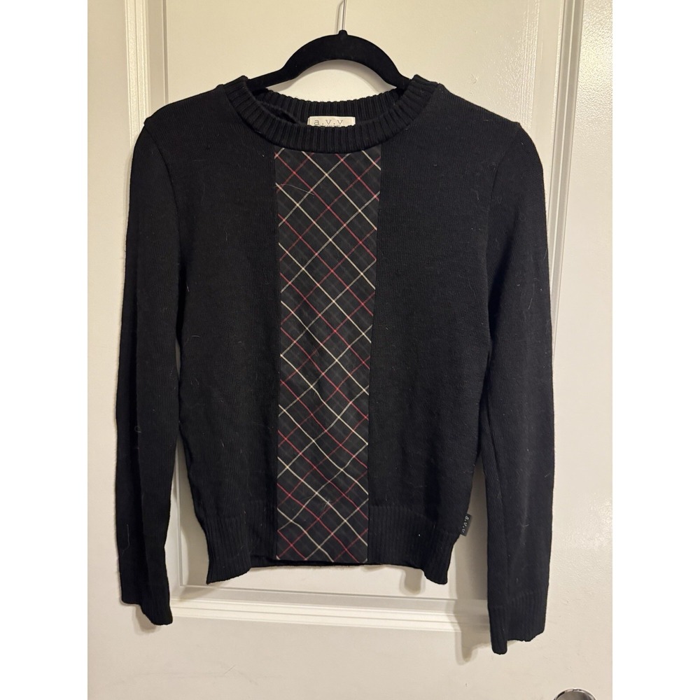 A.V.V. Michel Klein Paris Woman's Sweater With Plaid Classy Business Wear Size S